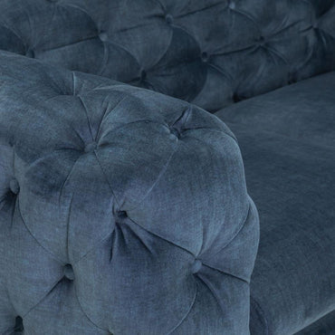 Deep Ocean Velvet Chesterfield 2-Seater Sofa - Elegant Comfort