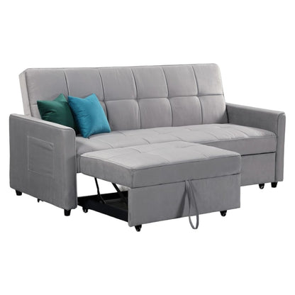 Elegance Plush Velvet Fabric Grey 3 Seater Sofabed