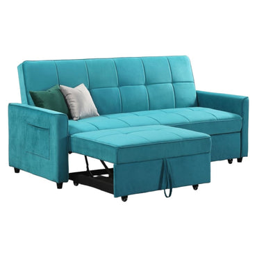 Elegance Plush Velvet Fabric Teal 3 Seater Sofabed