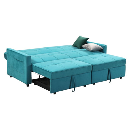 Elegance Plush Velvet Fabric Teal 3 Seater Sofabed