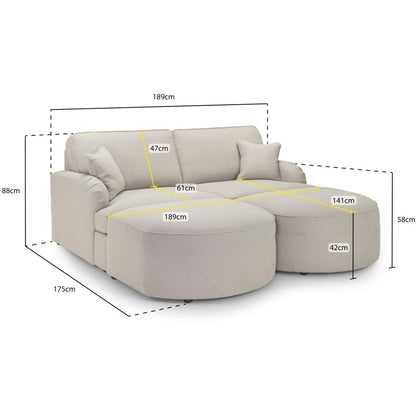 Erin Beige Fabric 3 Seater Sofabed