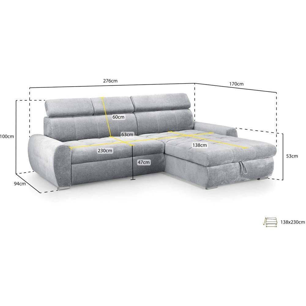 Fenix Grey Universal Corner Sofabed with Storage