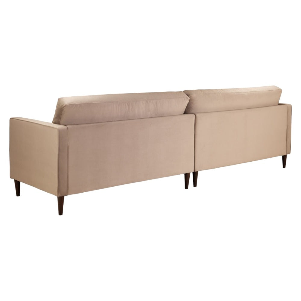 Harper Plush Velvet Fabric Beige 4 Seater Sofa