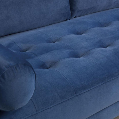 Harper Plush Velvet Fabric Blue 4 Seater Sofa