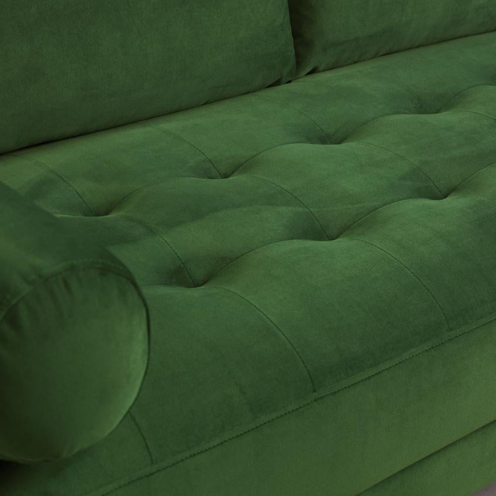 Harper Plush Velvet Fabric Green 4 Seater Sofa