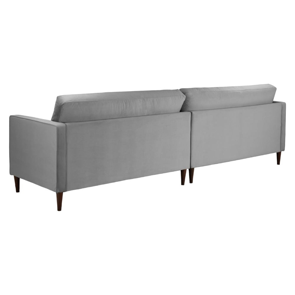 Harper Plush Velvet Fabric Grey 4 Seater Sofa