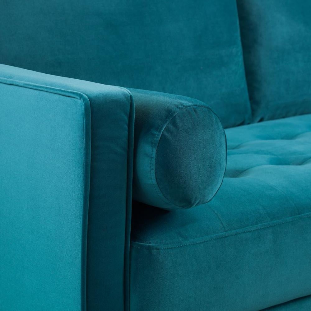 Harper Fabric Plush Velvet Fabric Teal 4 Seater Sofa