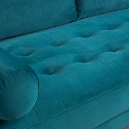 Harper Fabric Plush Velvet Fabric Teal 4 Seater Sofa