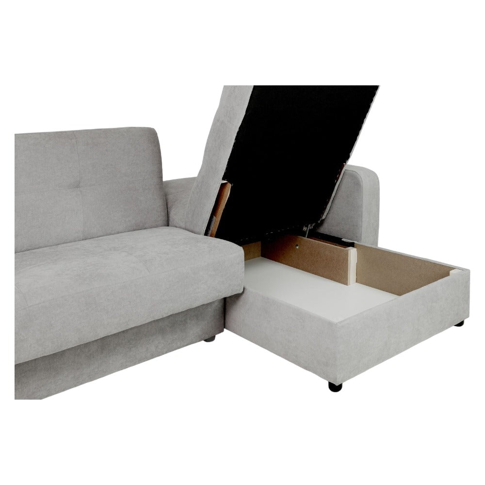 Kair Grey Plush Universal Corner Sofabed with Storage