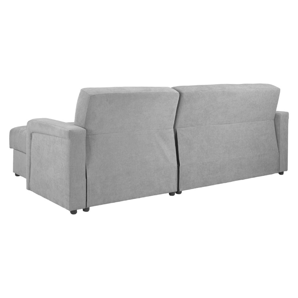 Kair Grey Plush Universal Corner Sofabed with Storage