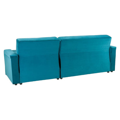 Kair Teal Plush Universal Corner Sofabed with Storage