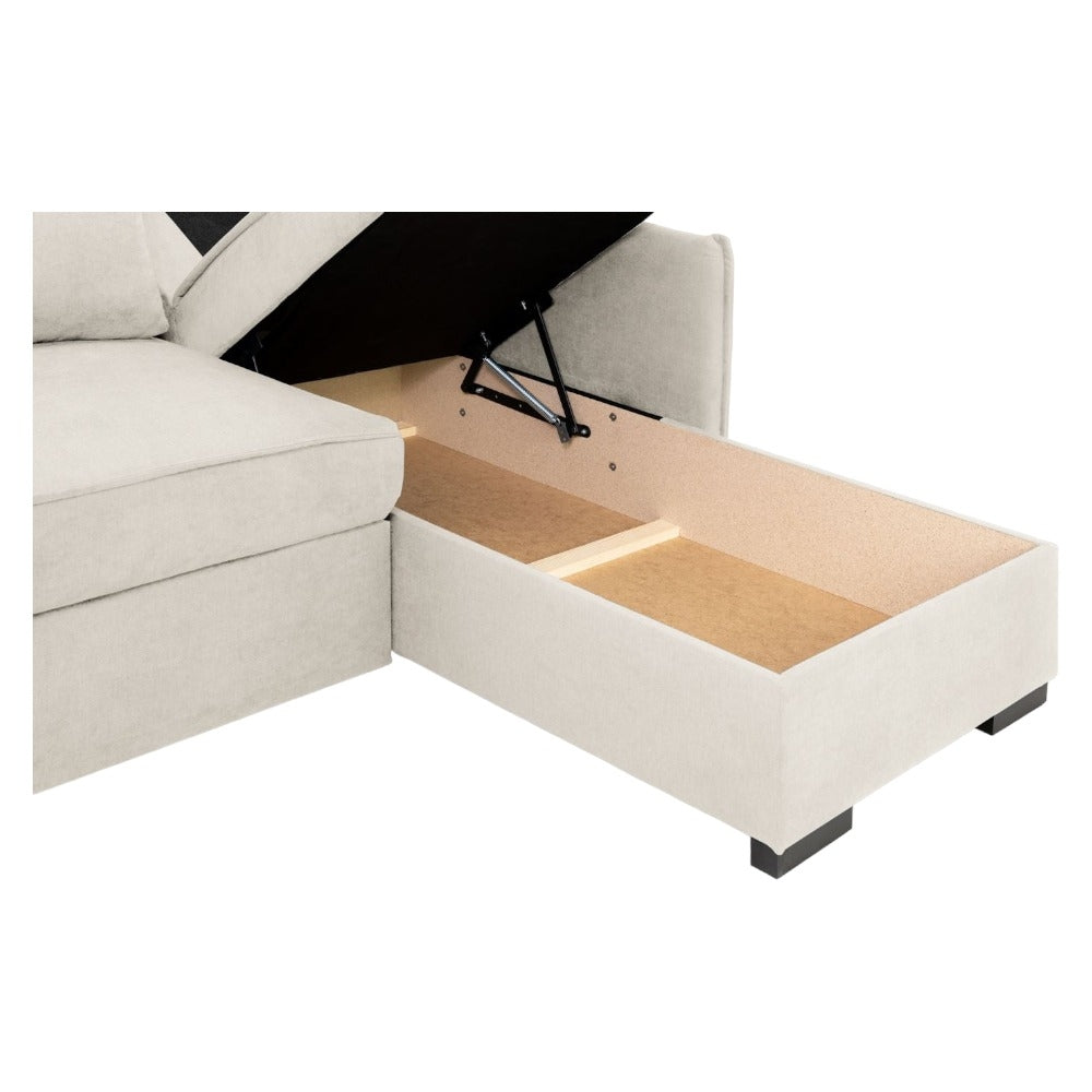 Beige Corner Sofabed with Storage & Style for Cozy Living