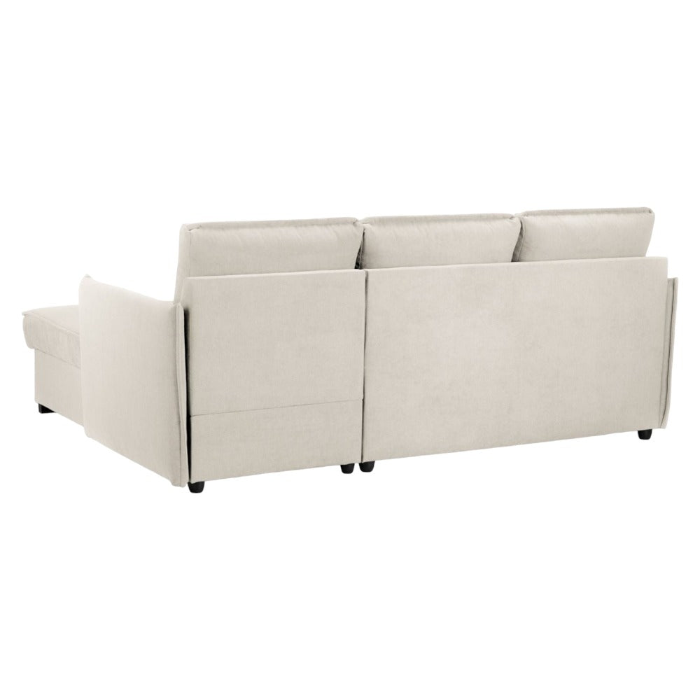 Beige Corner Sofabed with Storage & Style for Cozy Living