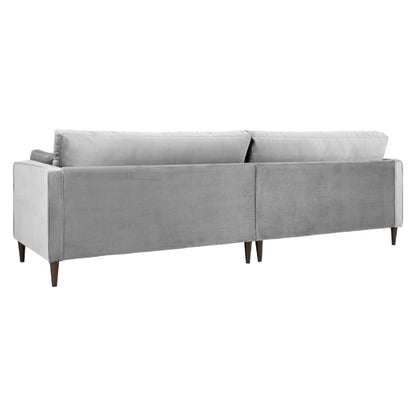 Munich Fabric Plush Velvet Grey 4 Seater Sofa