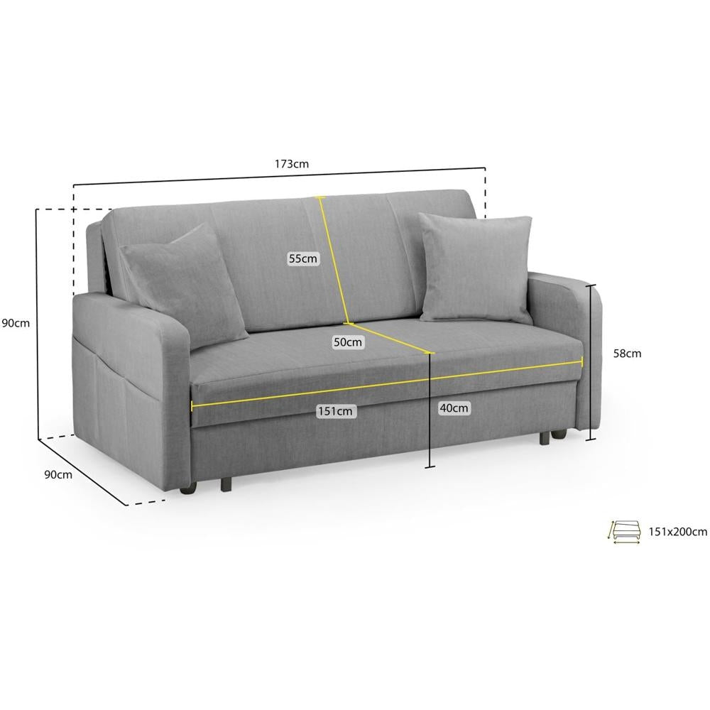 Penelope Grey Fabric 3 Seater Sofabed with Storage