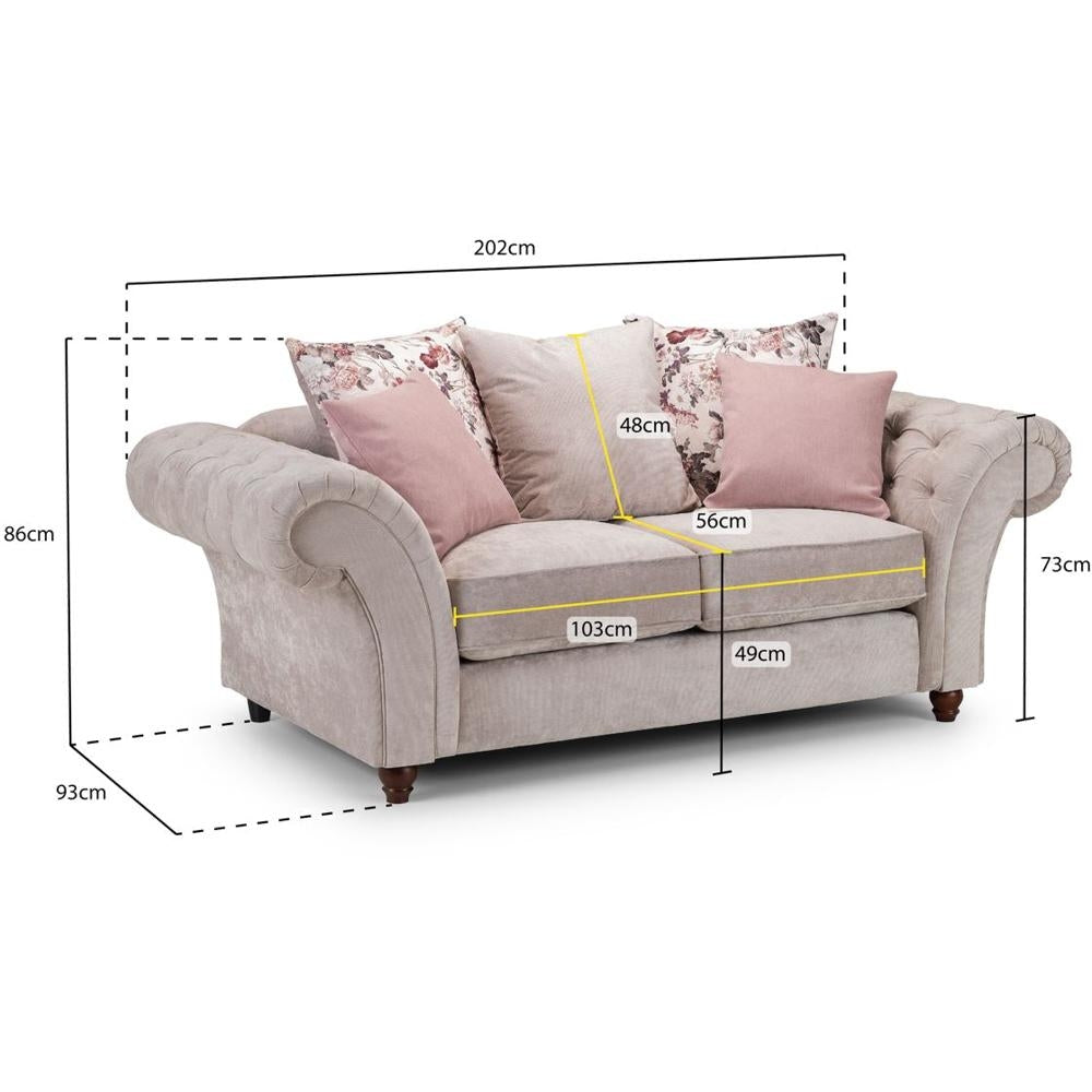 Roma Chesterfield Beige 2 Seater Sofa