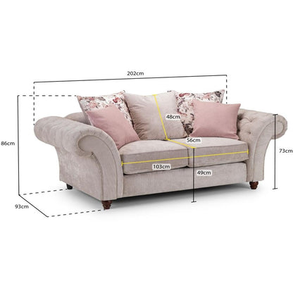 Roma Chesterfield Beige Fabric 3+2 Seater Sofa Set