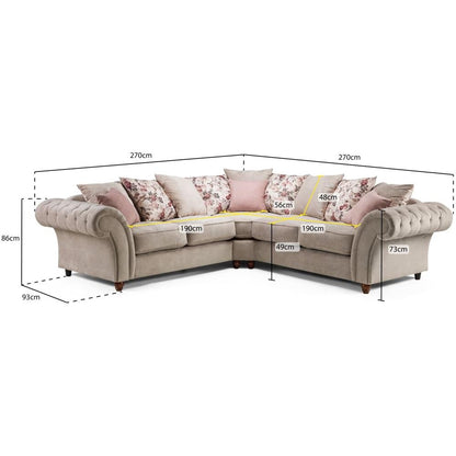 Luxurious Beige Chesterfield Large Corner Sofa for Elegance