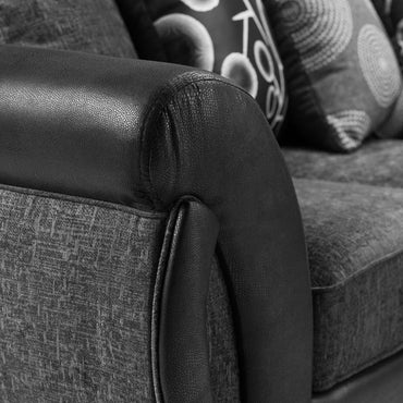 Elegant Black and Grey Left Hand Corner Sofa for Cozy Living