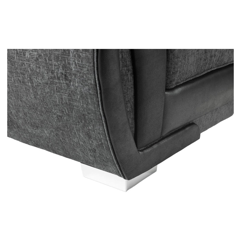 Elegant Black and Grey Left Hand Corner Sofa for Cozy Living