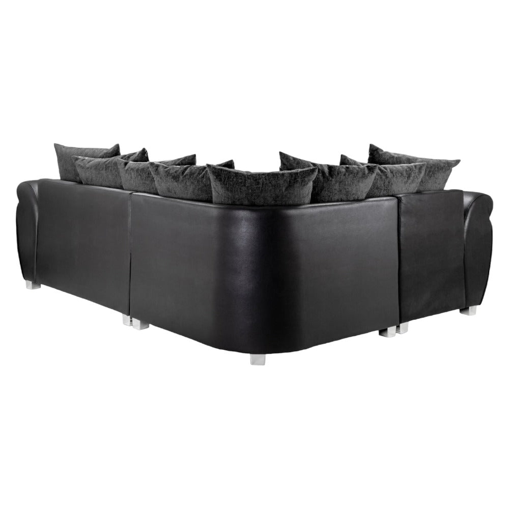 Elegant Black and Grey Left Hand Corner Sofa for Cozy Living