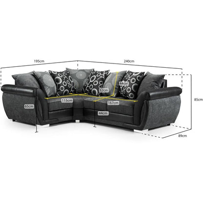 Elegant Black and Grey Left Hand Corner Sofa for Cozy Living