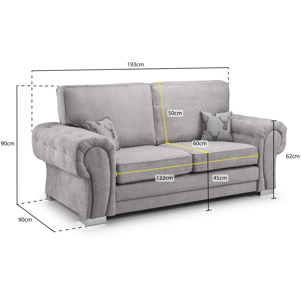 Verona Black Fabric 3 Seater Sofa