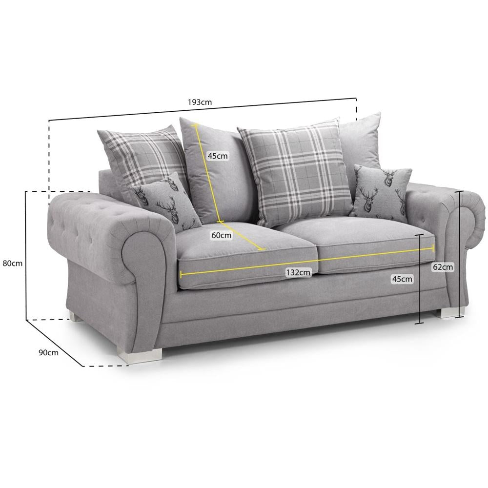 Verona Scatterback Black Fabric 3 Seater Sofabed