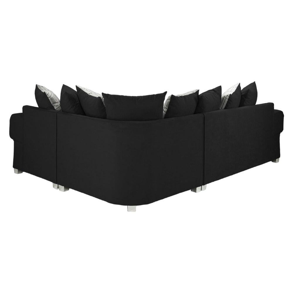 Verona Scatterback Black Right Hand Facing Corner Sofa