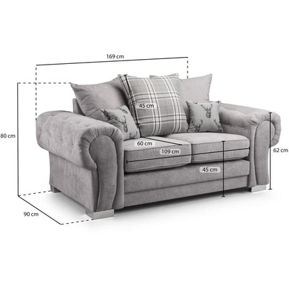 Verona Scatterback Grey 2 Seater Sofa