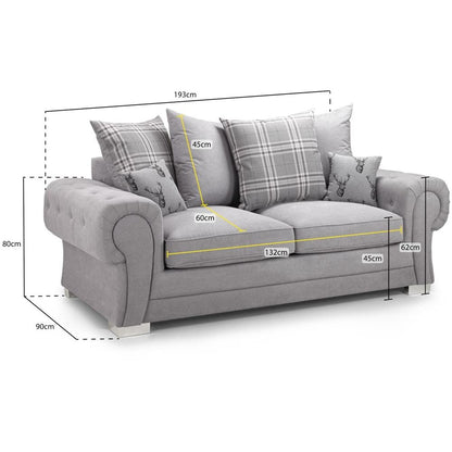 Verona Scatterback Grey Fabric 3 Seater Sofabed