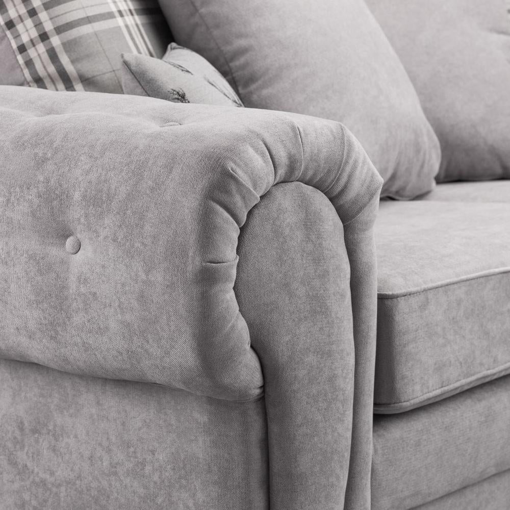 Luxury Grey Left Hand Corner Sofa with Removable Cushions