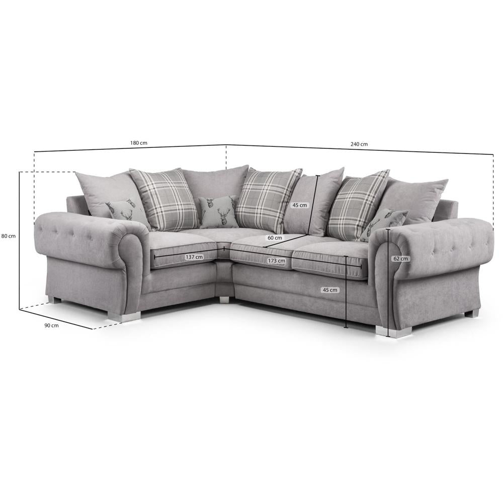 Luxury Grey Left Hand Corner Sofa with Removable Cushions