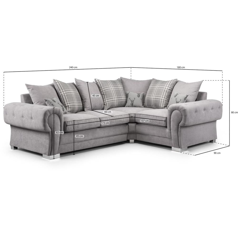 Verona Scatterback Grey Right Hand Facing Corner Sofabed