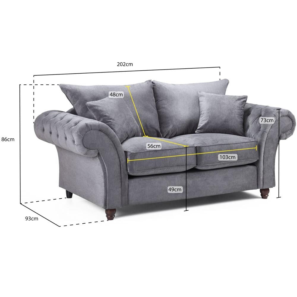 Windsor Fullback Grey 2 Seater Sofa