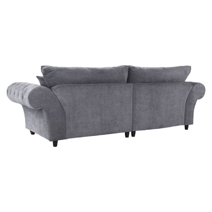 Windsor Fabric Fullback Chesterfield Grey 4 Seater Sofa