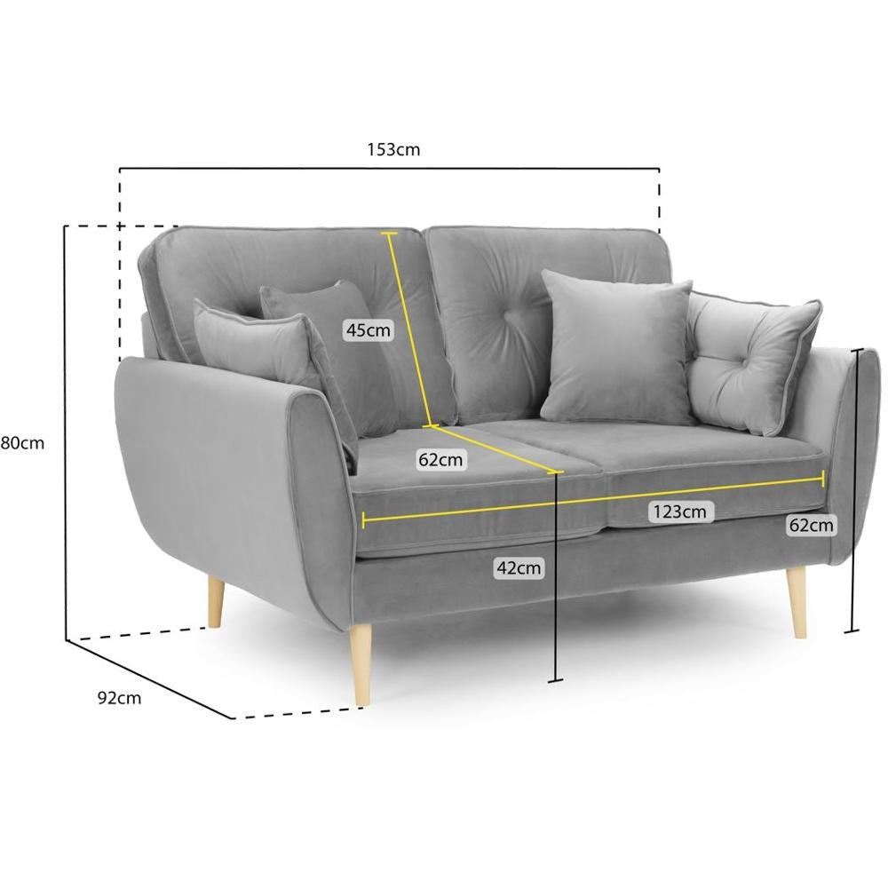 Zinc Grey 2 Seater Sofa