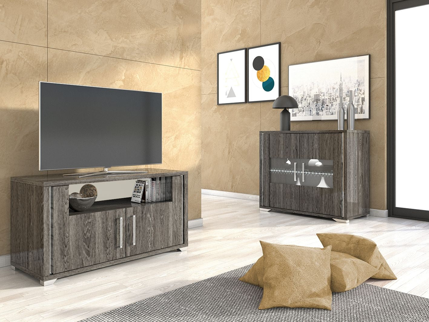 Augusta Oak 2 Door Italian TV Unit