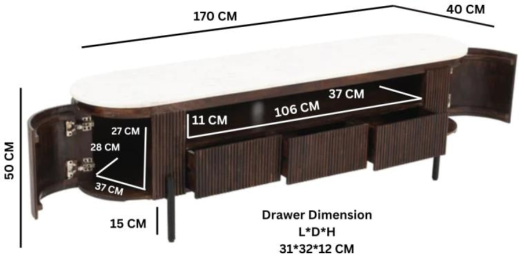 Opal Brown Mango Wood Large TV Unit