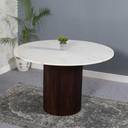 Opal White Round Dining Table - 4 Seater