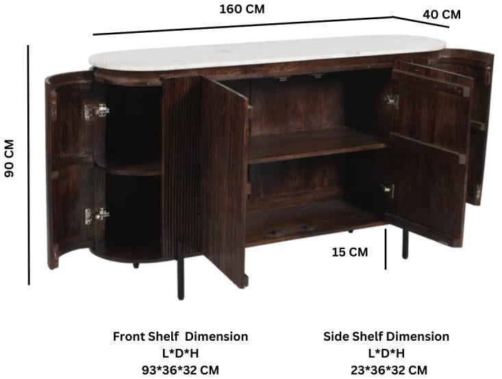 Opal Brown 4 Door Sideboard