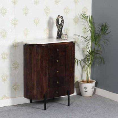 Opal Brown Mango Wood 5 Drawer Chest