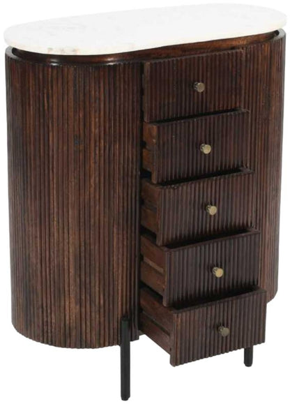 Opal Brown Mango Wood 5 Drawer Chest