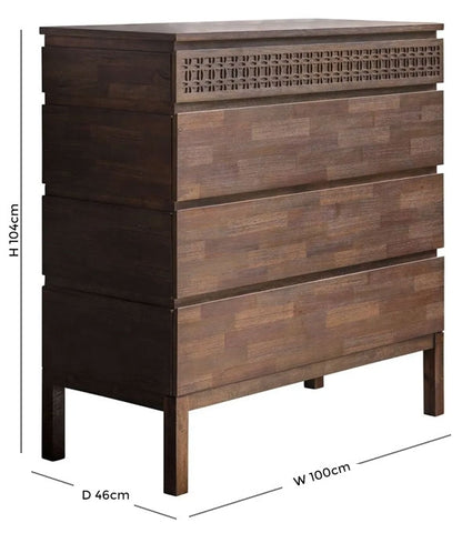 Boho Retreat Chocolate Wood Chest - 4 Drawers