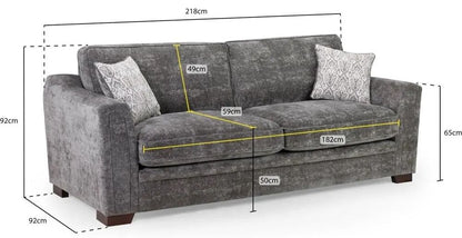 Astrid Grey Fabric 4 Seater Sofa