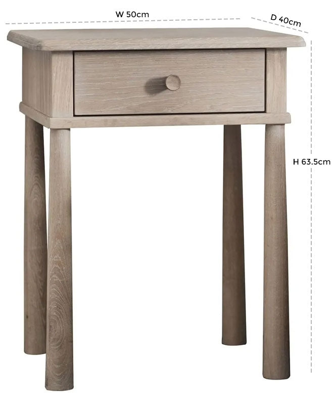 Wycombe Nordic Style Oak Bedside Table - 1 Drawer