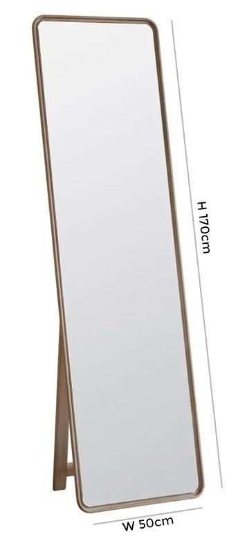 Kingham Natural Oak Cheval Bedroom Mirror - 50cm x 170cm