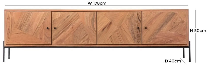 Oklahoma Acacia Wood 4 Door Media TV Unit