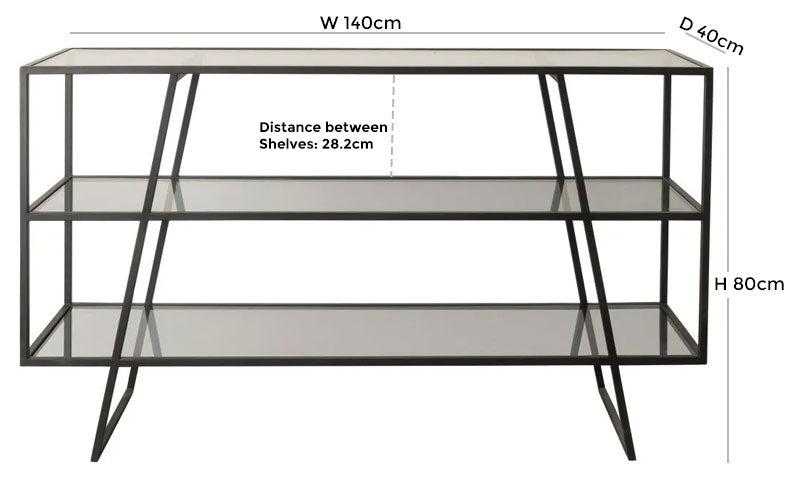 Putney Black Glass 140cm Console Table