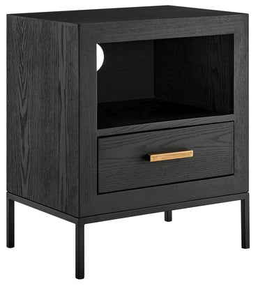 Brixton Black 1 Drawer Bedside Table